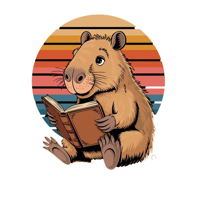 Reading Capybara Retro Sunset for