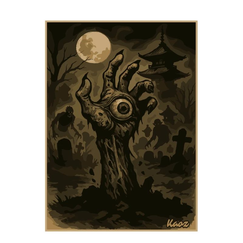 Moonlit Night Zombie Hand on Cemetery