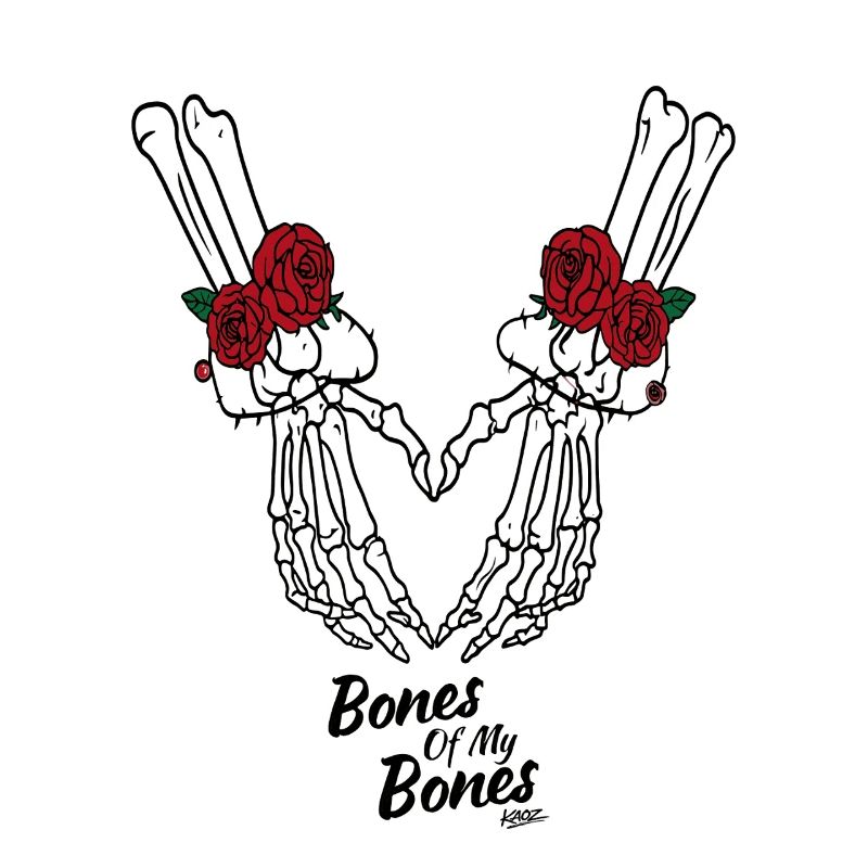 Skeleton Heart with Roses