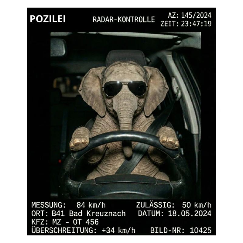 Elefant Geblitzt