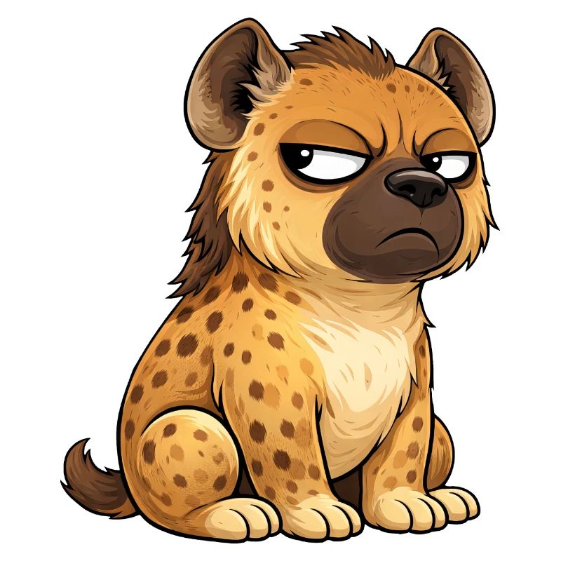 Cute skeptical hyena cartoon funny whimsical
