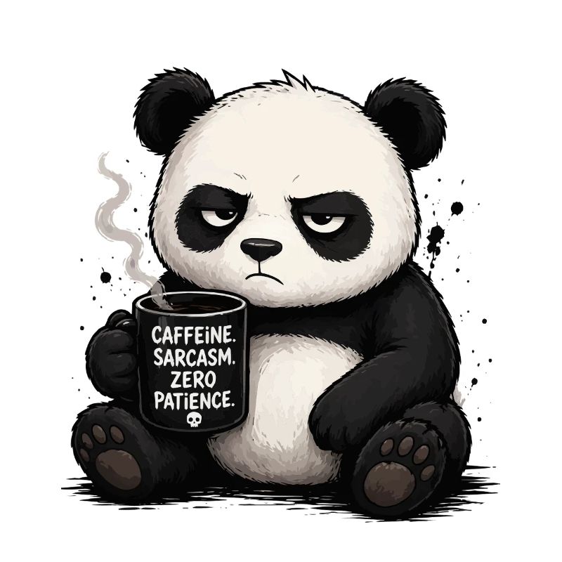 Kaffeepanda mit Sarkasmus