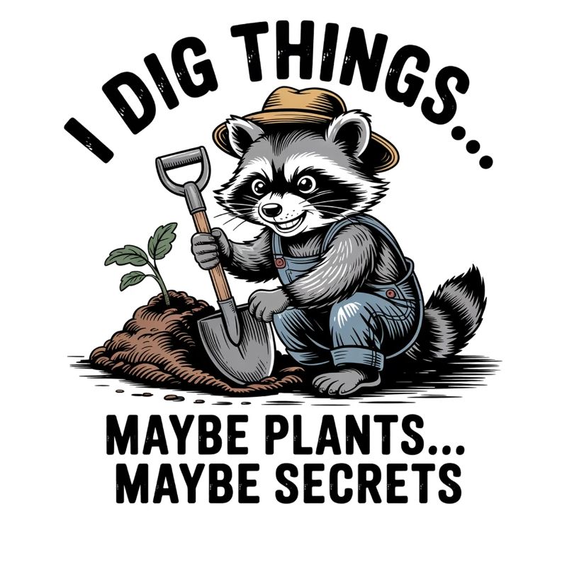 Raccoon Gardener Digging for Plants