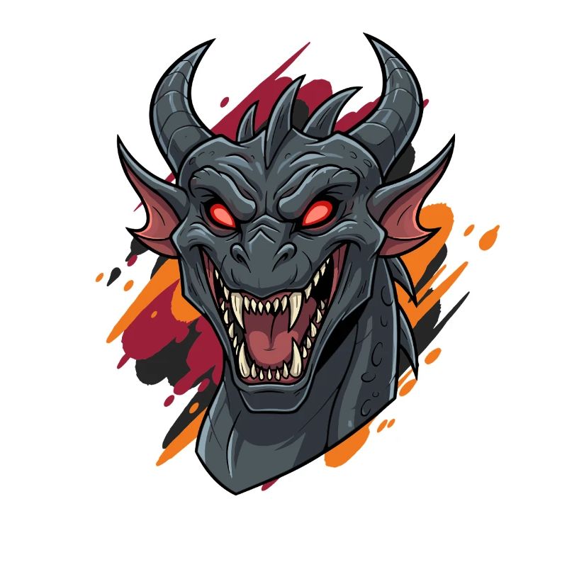 Dragon head with fire accents
