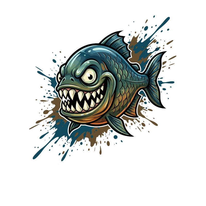 Piranha courageux avec des éclaboussures de peinture