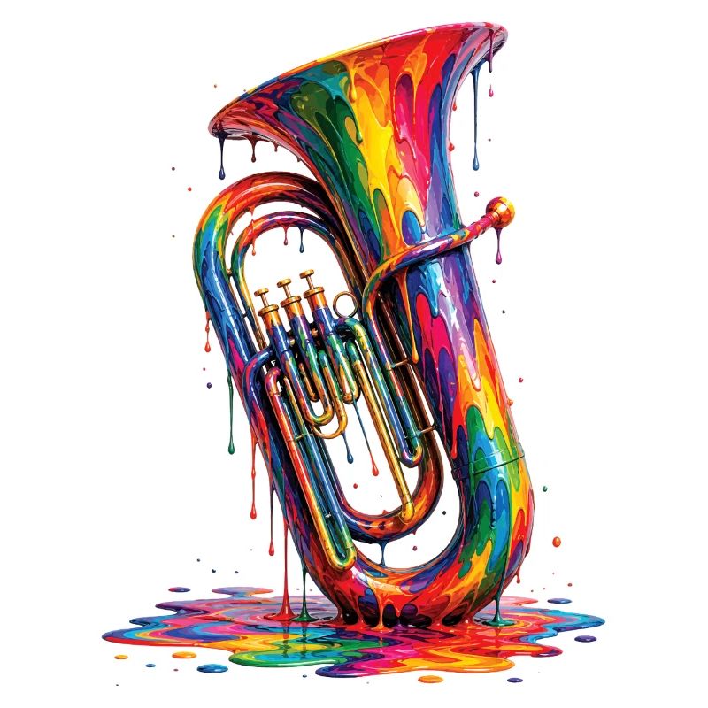 Tuba with dripping paint