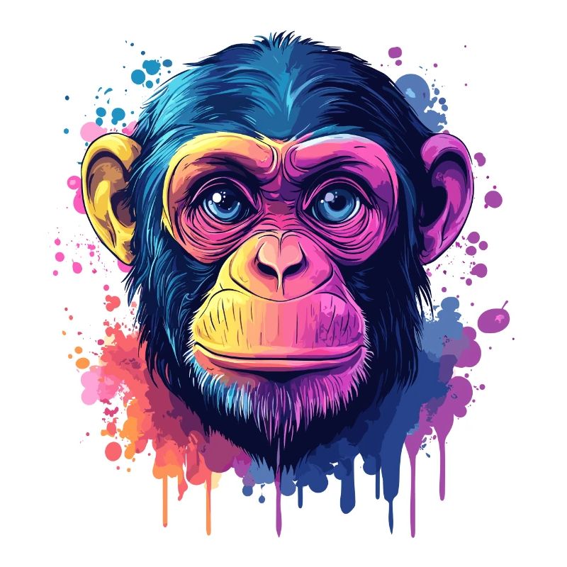 Psychedelischer Affe mit leuchtenden Farben