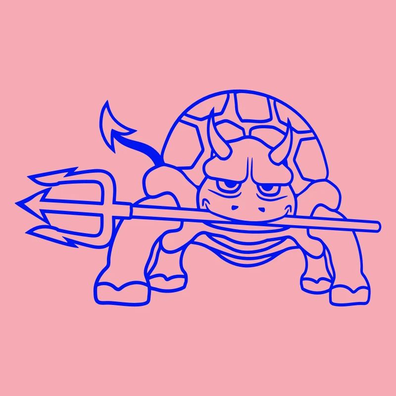 Turtle Devil Hell Trident Evil Demon Cool