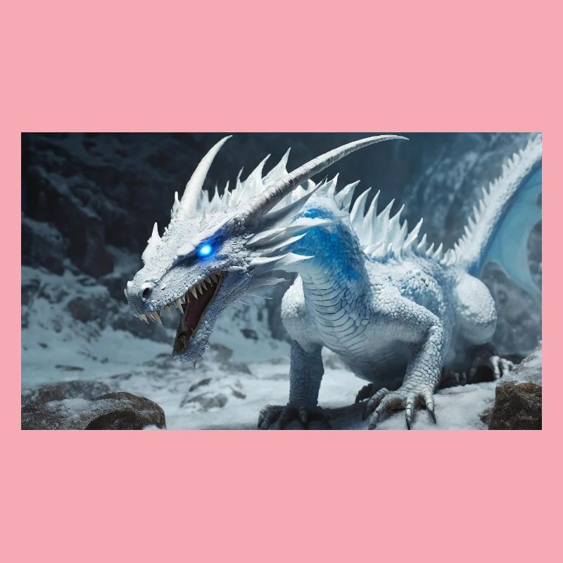 A realistic majestical white ice dragon