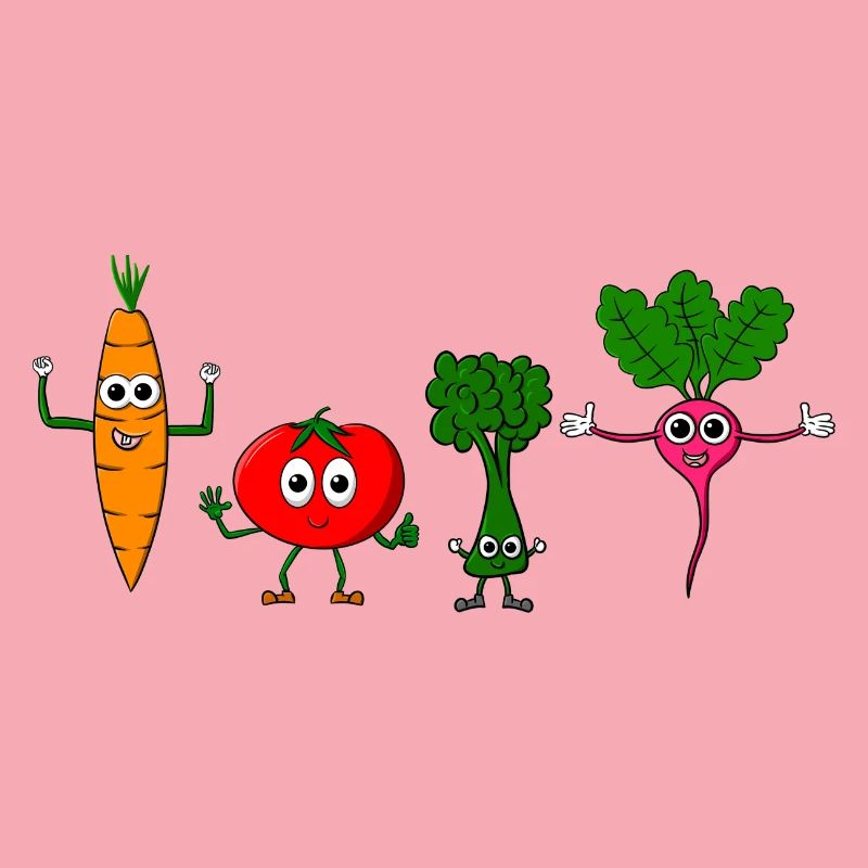Vegetable figures posing
