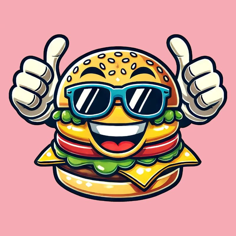 Cheeseburger cool, restauration rapide avec lunettes de soleil
