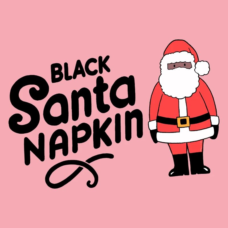 Serviette de table noire Père Noël