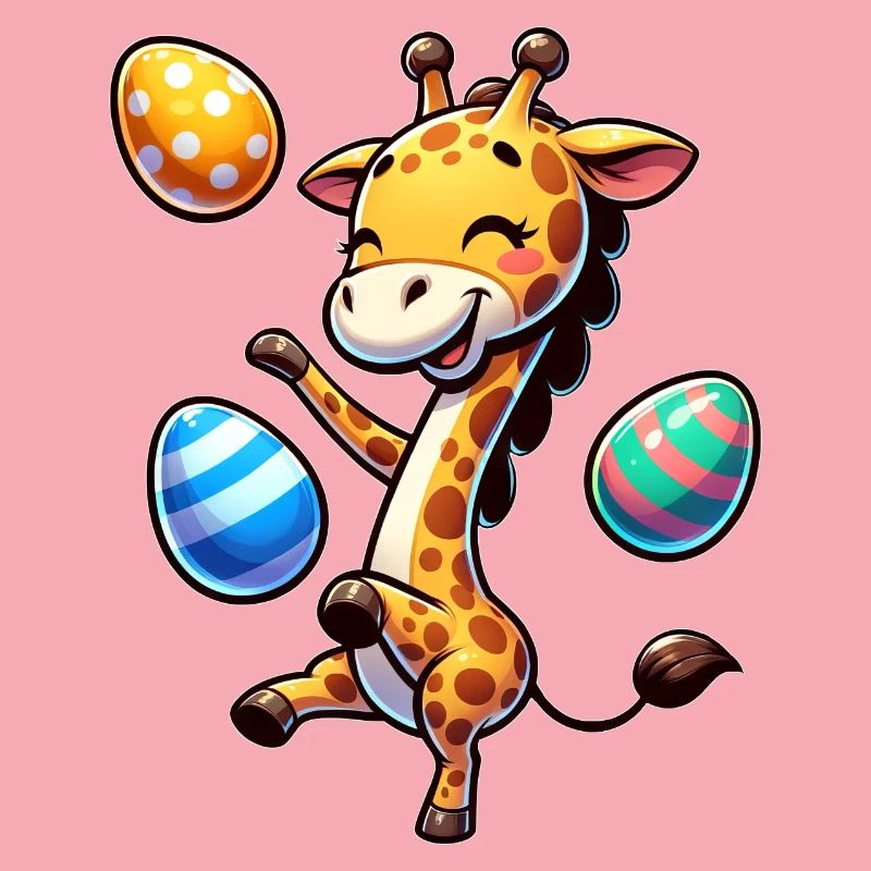 Easter Giraffe, Juggling Easter Eggs