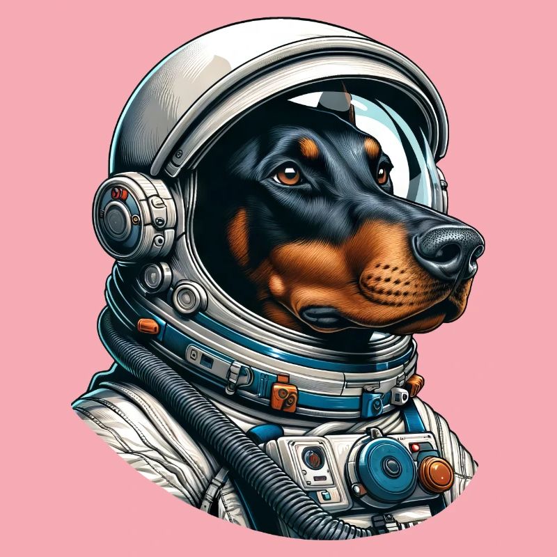 Astronaute doberman dans l’espace