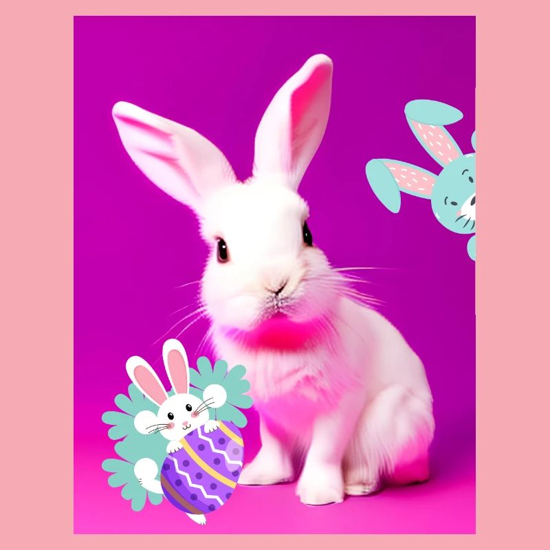 Pink Easter Bunny with Easter Egg Pink