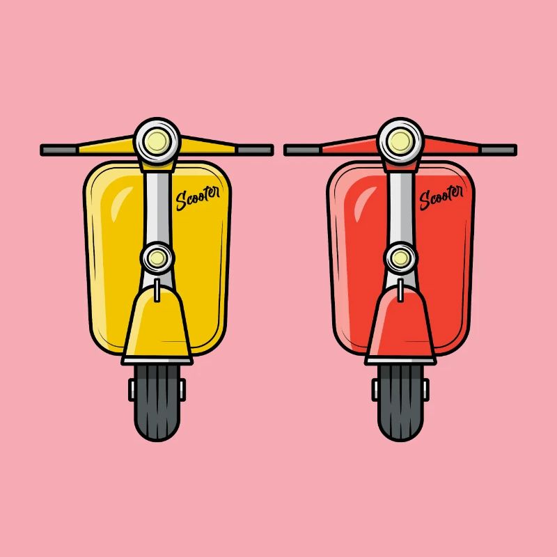 2 Scooter Motorroller Rollergelb rot