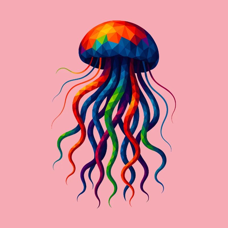 Animaux polygonaux de style WPAP - Méduses