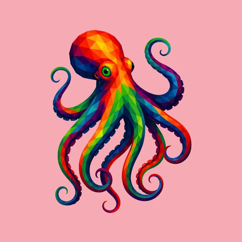 Animaux polygonaux de style WPAP - Octopus Octopus