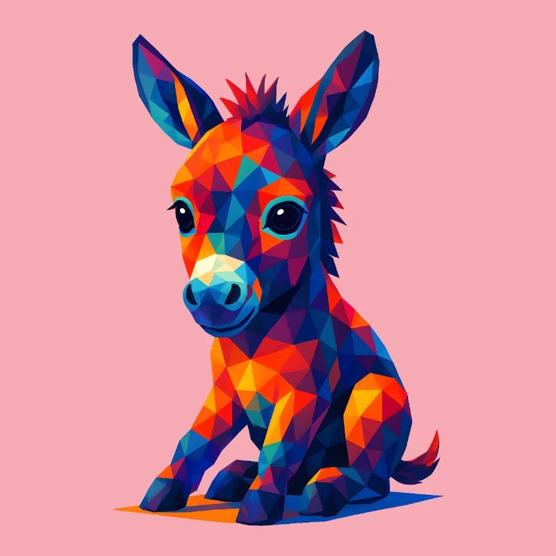 WPAP Polygon Kawaii Style Bébé âne âne âne