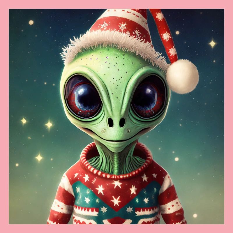 Alien trägt einen hässlichen Weihnachtspullover