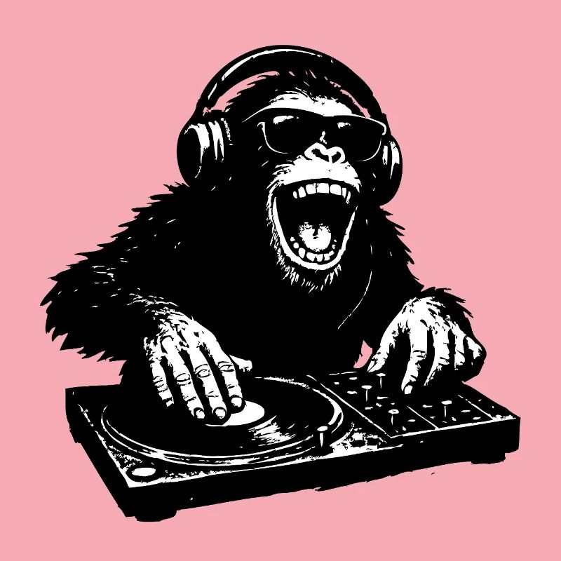 Singe DJ cool à la table de mixage