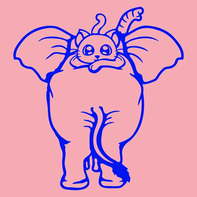 Chat Éléphant Équipe de marche Couché 2 Amis Mignon