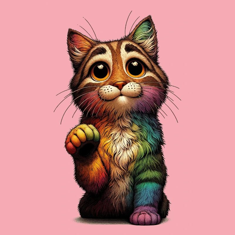 Mendicité Chat Arc-en-ciel