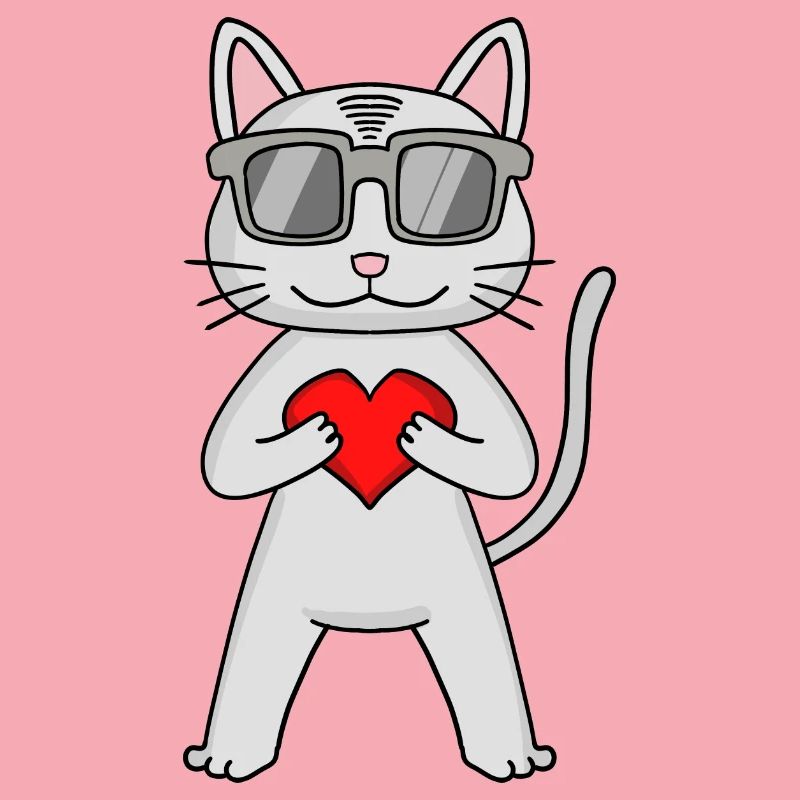 Devon Rex mit Sonnenbrille und Herz