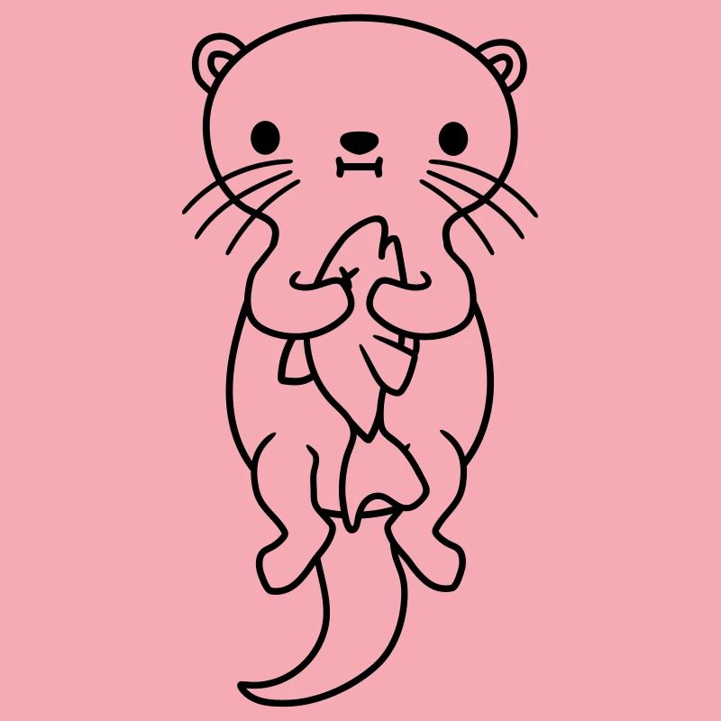 hungry otter eats fish hunger