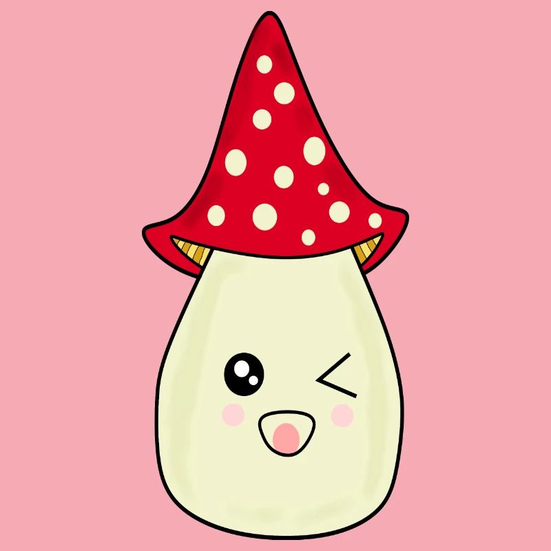 Kawaii champignon Toadstool mignon rouge avec visage