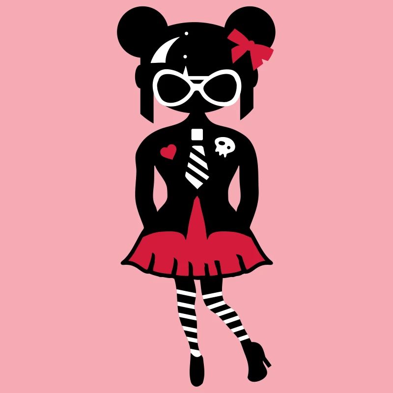 Mädchen im Gothic Anime Look mit Sonnenbrille