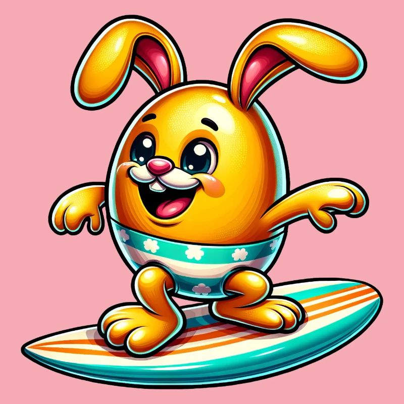 Easter Egg Easter Egg Bunny Easter Bunny Yellow Surfer