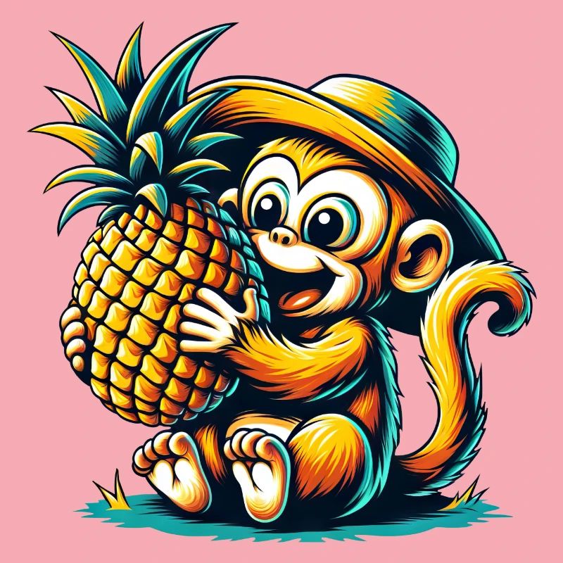 Affe Schimpanse Ananas Comic Fruchtig Süß