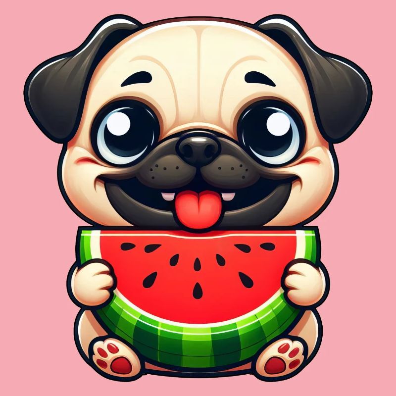 Chien mignon Carlin Pastèque Fruit d’été Melon