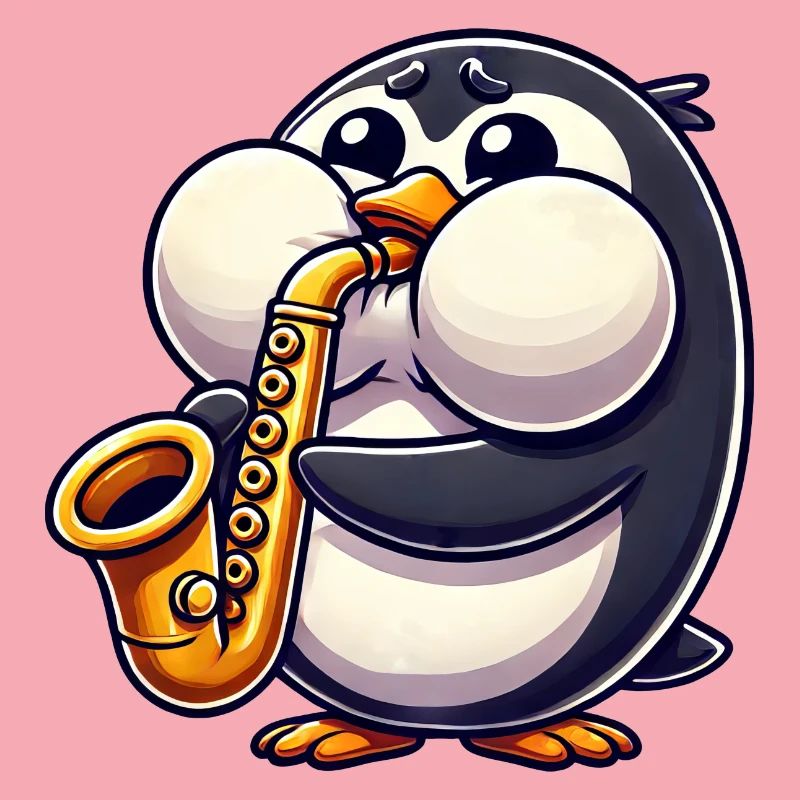 Penguin Saxophone Classical Music Thick Cheeks