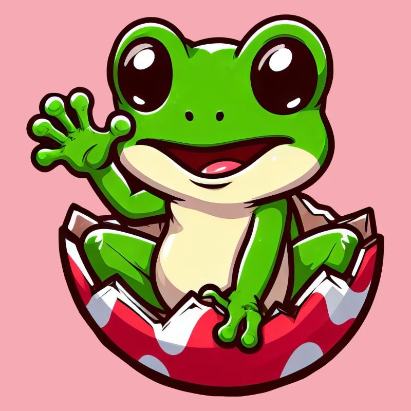 Oeuf de Pâques coloré avec conception de grenouille éclosion