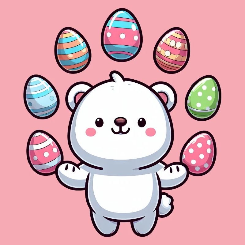 Cartoon Polar Bear Easter Egg Design