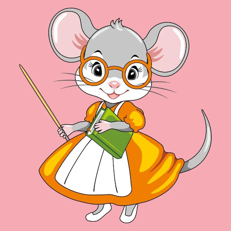 Smart mouse teacher with a pointer and a book