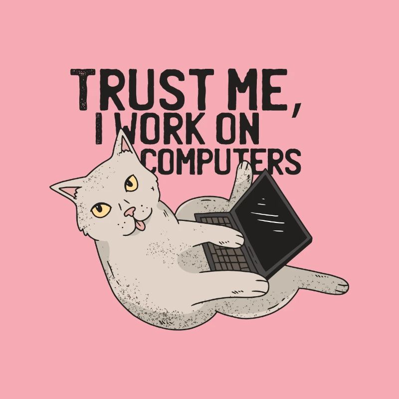 Computer cat with laptop trust me pc cat