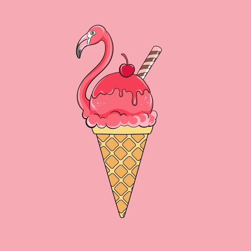 Flamingo Eis Eiswaffel Eiscream Rosa