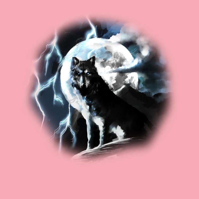 Wolf sits howling in the full moon at night