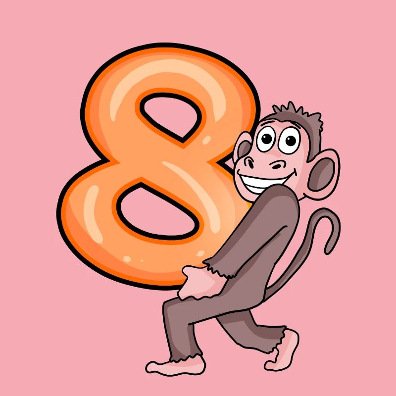 8th Birthday Monkey Boy 8 Years Gift