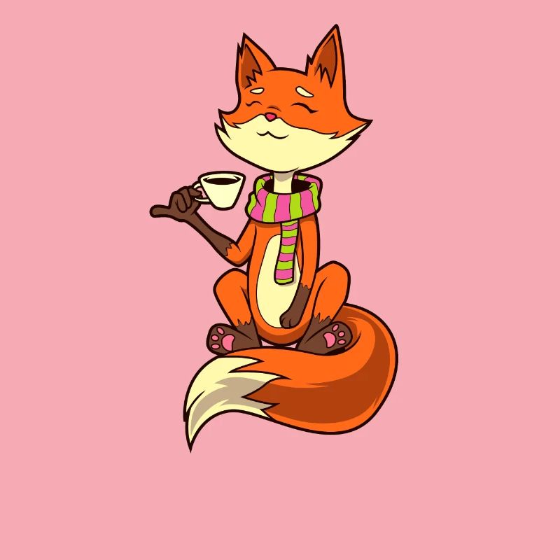 Fox drinks coffee - coffee drinker