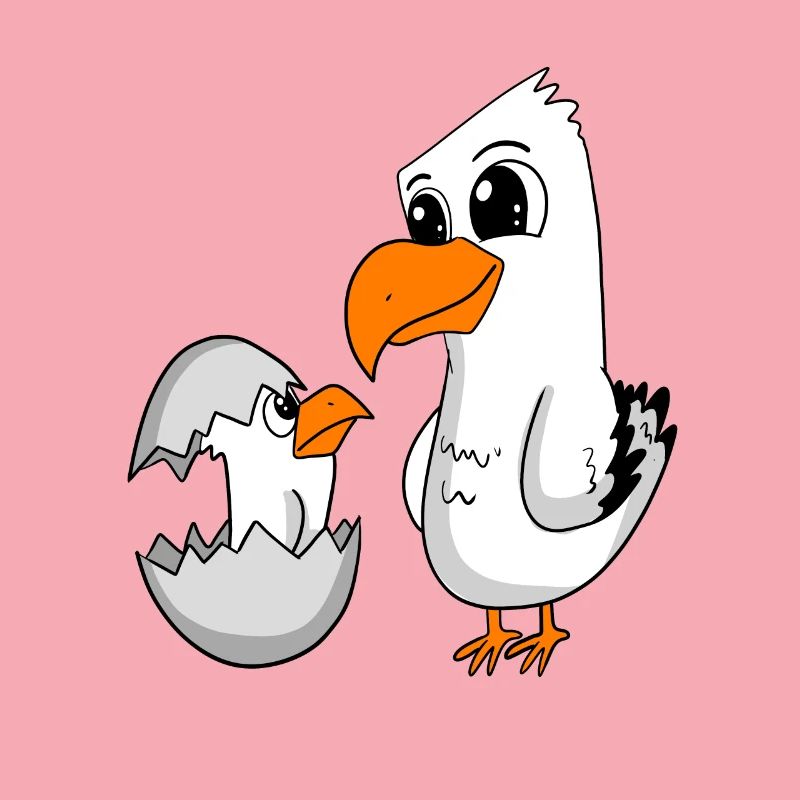 Seagull with baby Seagull