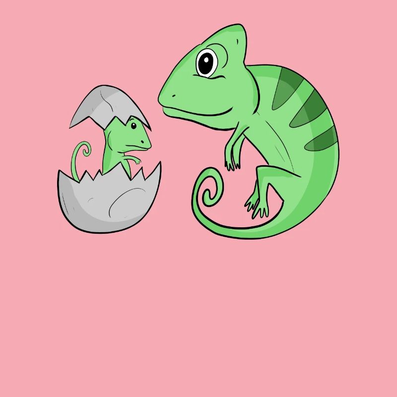 Caméléon avec bébé caméléon