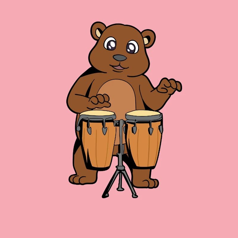 Comic Bär spielt Percussion
