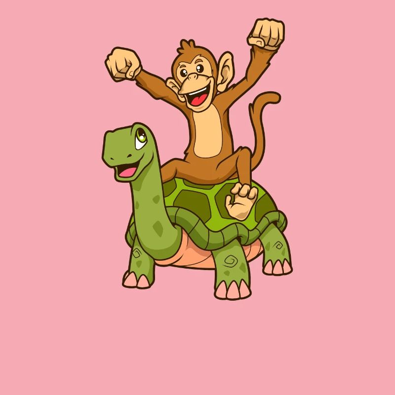 Comic - Monkey sits on turtle