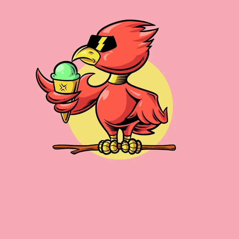 Cooler Vogel isst Eiswaffel