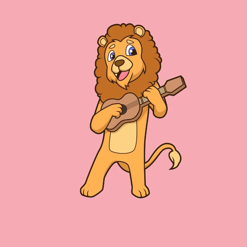 Comic Löwe spielt Ukulele