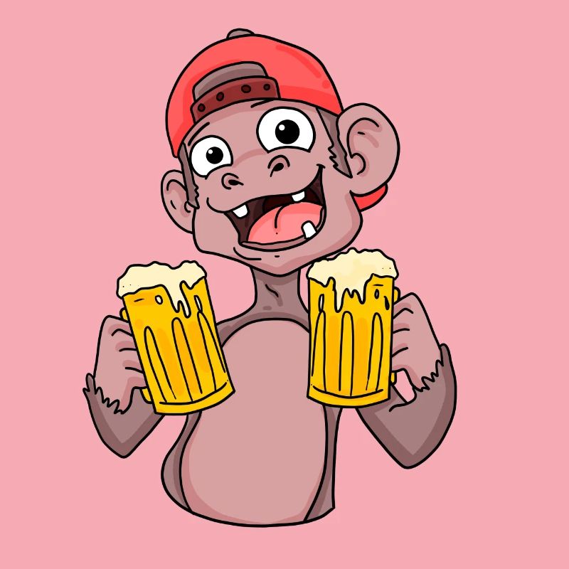 Affe mit Biergläser